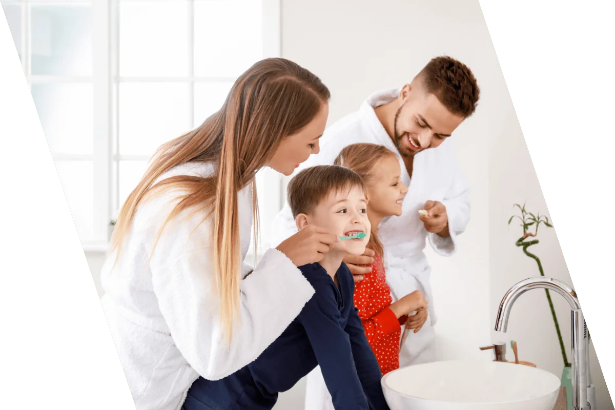 family bonding in the bathroom