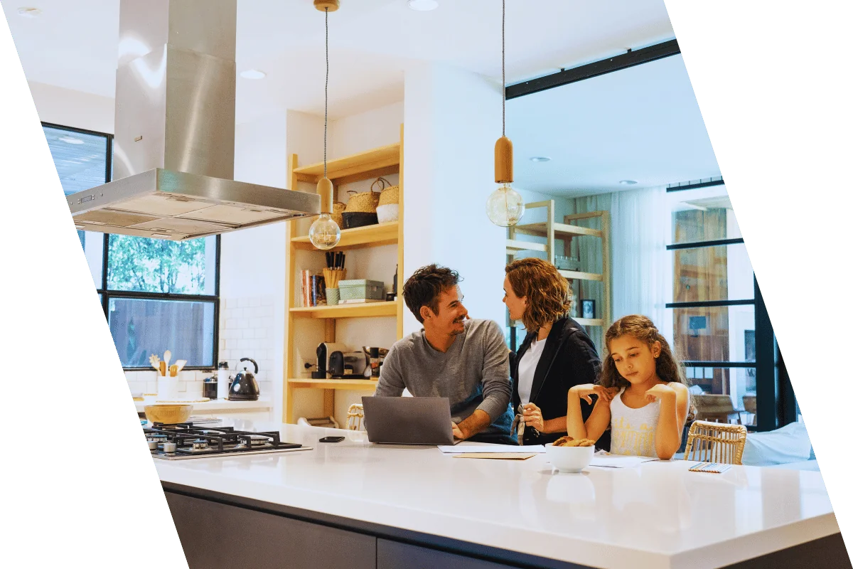 family bonding in the newly remodeled kitchen