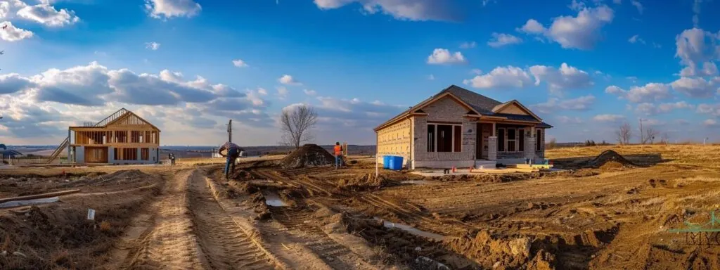 a builder carefully constructing a new home, while a contractor supervises the project from a distance